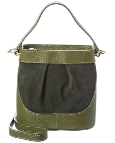 Persaman New York Suede And Leather Bucket Bag, Green
