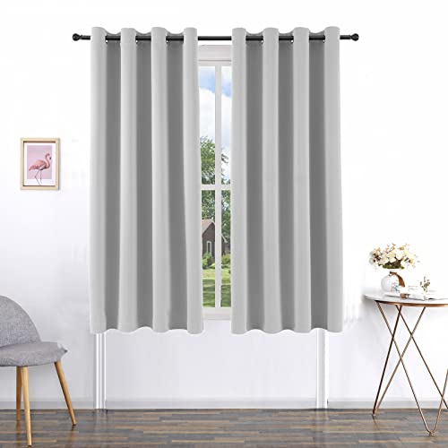 Pickluc Light Grey Blackout Curtains 63 Inches Long 2 Panels Set, Thermal Insulated Window Drapes for Living Room, Noise Reduction, Privacy Protection, 52" Wide x 63" Length