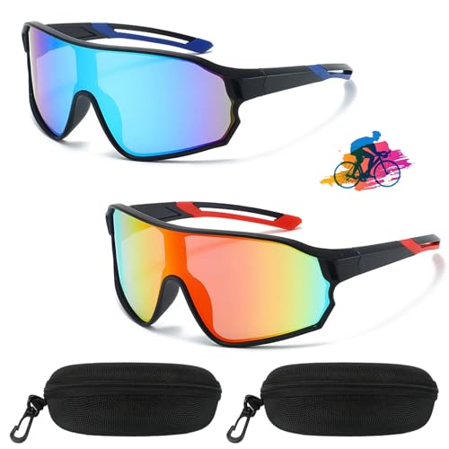 Zyiphor 2 PCS Occhiali Sportivi Polarizzati Uomo Donna, UV400 Protezione, Occhiali da Ciclismo, MTB, Running con Lenti Fotocromatiche, Occhiali Bici da Corsa Leggeri e Antivento, Sci, Sport Outdoor
