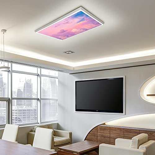 Colorful Clouds Sunset Sky,Red Purple Pink Blue,Light Diffusers,Light Filters For Ceiling Lights Classroom & Office-Decorative Lighting,24"X 48" #TOP4