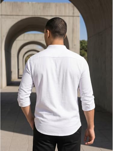Image of DEELMO Men's Cotton Blend Solid Regular Fit Full Sleeve Short Kurta | Men's Trendy Short Kurta