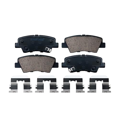 Image of Detroit Axle - Brake Pads for 2012-2017 Hyundai Accent Kia Rio 2015 Dodge Attitude, 2013 2014 2016 Ceramic Brake Pads w /Hardware Front Rear Replacement