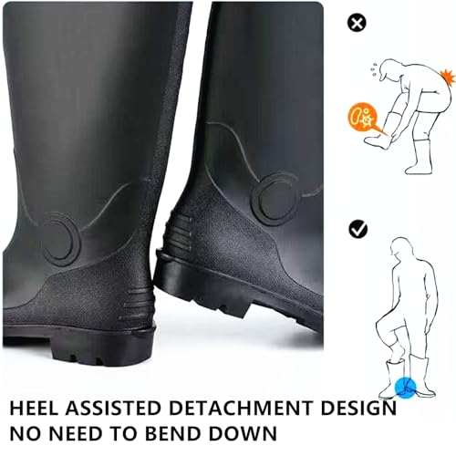 Rain Boots Knee High for Men Waterproof Boot with PVC Rubber Mud Boots Mens, Comfort Lightweight Gardening Fishing Shoes for Yard Farm Outdoor Work4