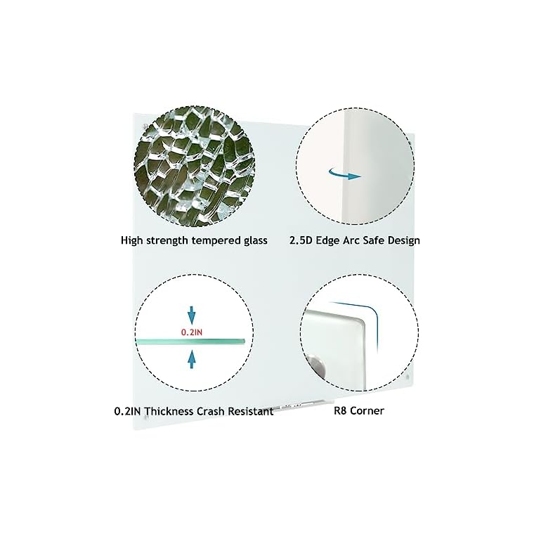 Magnetic Glass Dry Erase Board - White Board 48 x 36 Inches Wall Mounted Glass Whiteboard, Large Frameless Glass White Board for Wall Office, Home & School - Image 4
