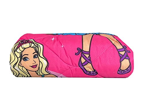 Edredom Dupla Face Microfibra Solteiro Estampado Barbie Reinos Mágicos 1,50 m x 2,20 m Com 1 peça