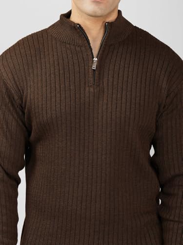 Image of LOQUE Men's Wool Blend Selection Sweater Half Zip High Neck Pullover Warm Casual Winter Wear for Office and Travel