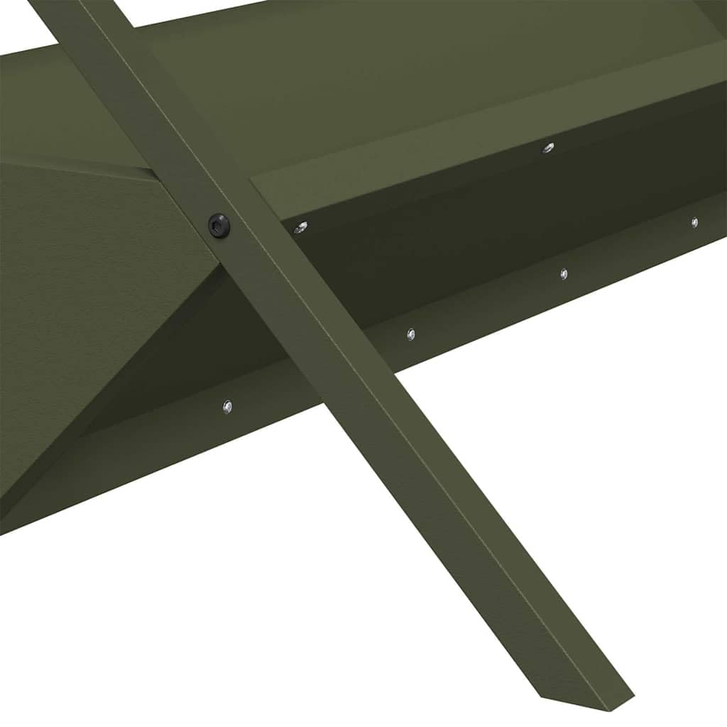 vidaXL Abrevadero para Ganado Verde Oliva 111 x 76 x 38 cm, Comedero para Animales, Acero, Resistente, Ideal para Exteriores, jardín y Granja, ¡una solución versátil