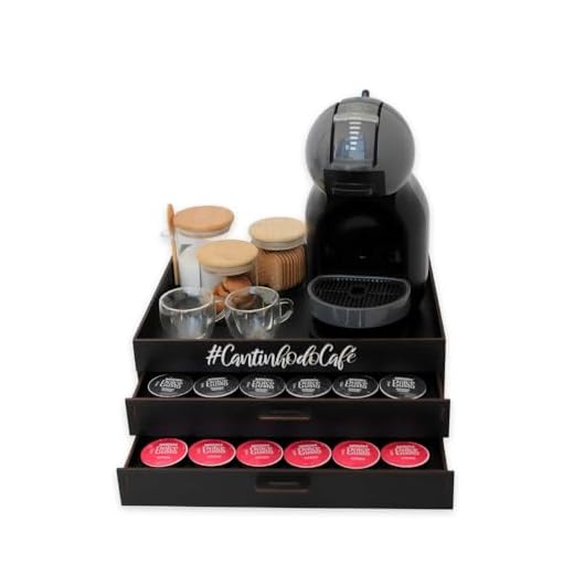 BOXFAN Bandeja porta cápsula dolce gusto organizador em mdf com gaveta 48 cápsulas, ideal para cantinho do café, armazena e facilita o acesso às cápsulas