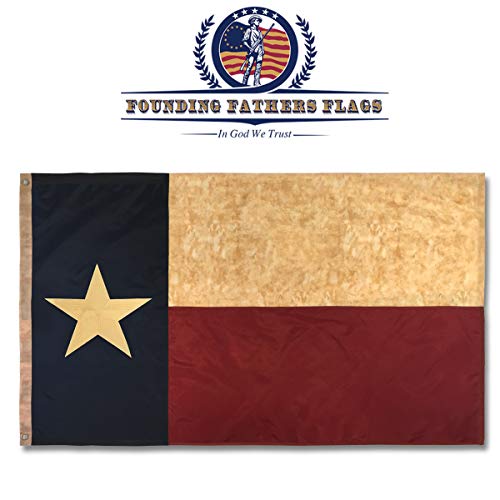Founding Fathers Flags Embroidered Texas Vintage Flag - 3x5ft Oxford Polyester - Texas
