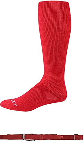 Pro Feet Baseball/Soccer/Softball Socks - 2 Pair Plus Youth BeltAdult 10-13Red / Scarlet