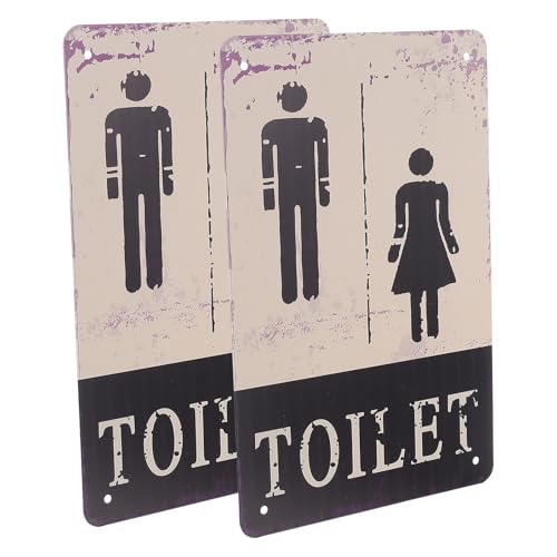 DIKACA 2個 レトロ風属製トイレサイン 男女兼用ウォールステッカー 洗面所案内プレート インダストリアルスル標識 おしゃれで視認性良好
