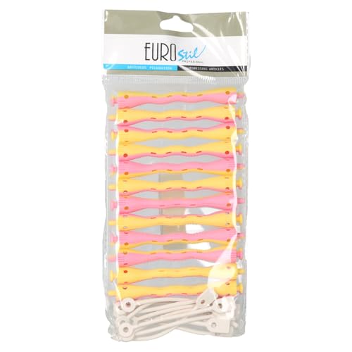 EUROSTIL paquet de 12 rouleaux permanente ondulé diamètre 7.5mm ROSE JAUNE