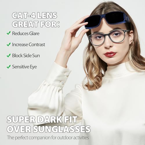 SIPHEW Super Dark Fit Over Sunglasses for Men Women, Polarized Wrap Around Sun Glasses, CAT.4 Lenses with UV400 Protection2