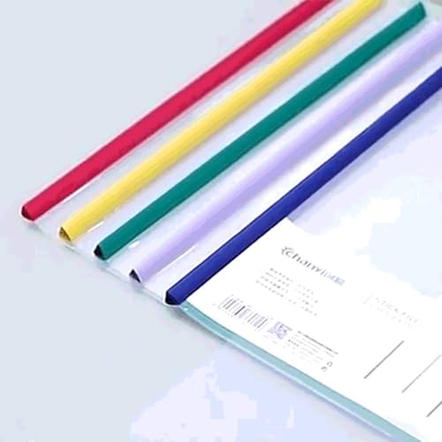 RYUBOF スライドレール式クリアファイル A4 50冊セット 大容量 書類整理 書類分類 ファイル クリアホルダー 資料収納 パンチ穴不要 オフィス 事務用品 ホワイト レール固定 書類管理 (赤)