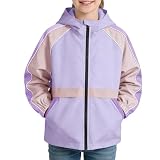 [Rolanko] ウィンドブレーカー キッズ マウンテンパーカー 女の子 撥水ジャケット ガールズコート アウター 防風 パープル 160