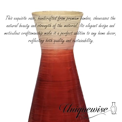 Uniquewise 28" Classic Bamboo Floor Vase Handmade, Decorative Glossy Red Vase for Dining Room, Living Room, Entryway, Home Decor, Fill with Dried Branches or Flowers, Tall Elegant Centerpiece by Uniquewise - Image 5