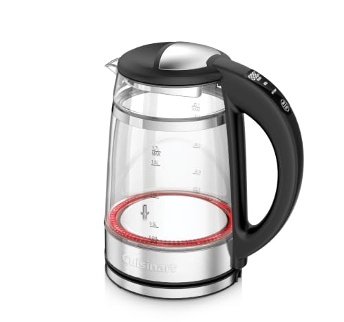Cuisinart 1.7L Glass Kettle with Touch Screen Variable Temperature Control|Double Walled Glass Safe to Touch| Illumination|3KW Rapid Boil|BPA-Free|Non-Drip Spout|360 Swivel Base|One-Cup Marking