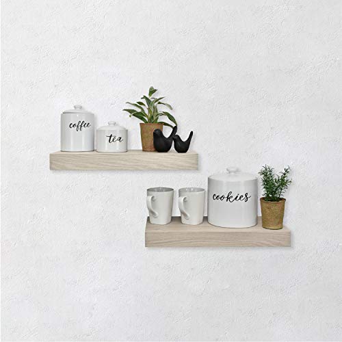 Image of MCS Gray Woodgrain Floating Shelves, 18 Inch x 8 Inch, Set of 2, 18 x 8