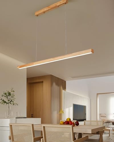 Lampe design LED en bois noble, suspension haut de gamme variable