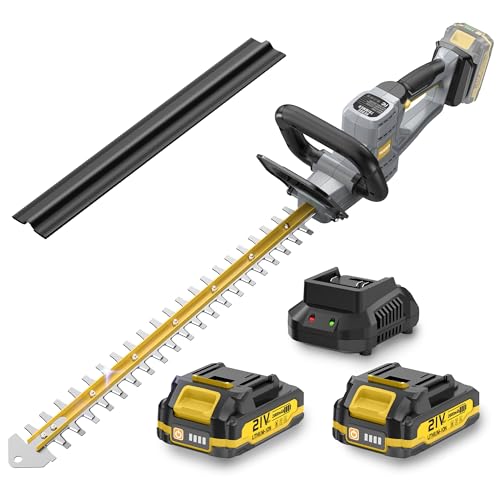Hedge Trimmer Cordless 22" - 2 x 21V Batteries & Fast Charger, Easy to Use