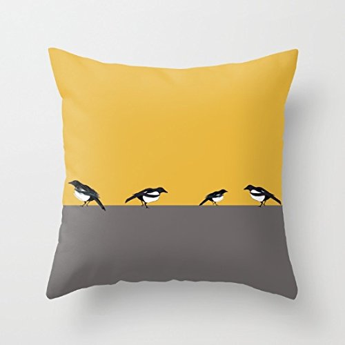 GiveMe5 Mustard Magpies Case Decorative Cushion Cover Pillowcase 18"*18"