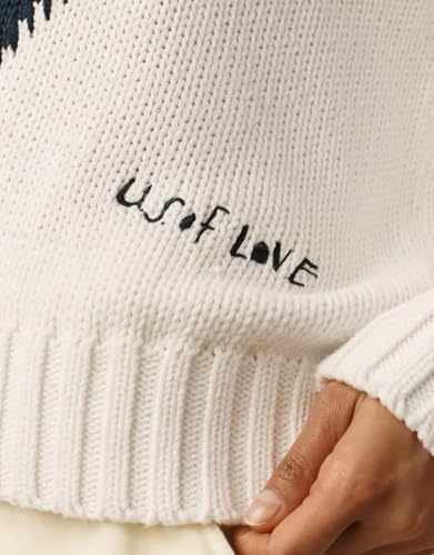 Women's Heart Pullover Sweater Oversized Long Sleeve Crew Neck Knit Jumper Casual Loose Fit Knitted Top4