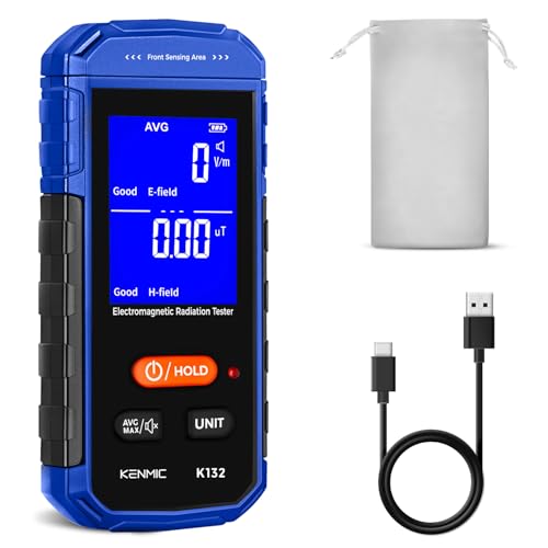 KENMIC Medidor EMF, Detector Portátil de Campo Electromagnético con LCD Digital, Adecuado para Inspecciones EF/MF en Casa y al Aire Libre, Caza de Fantasmas   Azul