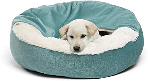 Peswety Cuddle Dog Bed Cat Bed Donut Small Pet Medium Cover Washable Clearance Snuggler Soft Plush Attached Blanket…