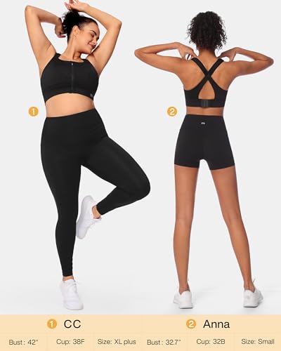 Zip Front Adjustable High Impact Sports Bras for Women Large Breasts Full Coverage Workout Running Removable Pads2