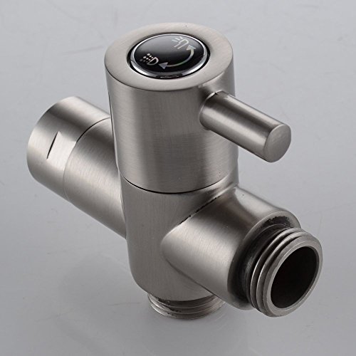Weirun Solid Brass Shower Arm Diverter Valve Bathroom Universal Shower System Component Replacement Part For Hand Held Showerhead And Fixed Spray Head, Brushed Nickel #TOP3