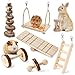 JanYoo Hamster-Kauspielzeug, Natürliches Holz Kaninchen Meerschweinchen Zahnpflege Molar Übungsspielzeug Leiter Zubehör für Kaninchen syrische Hamster Chinchilla Rennmäuse Ratten (7 Stück)