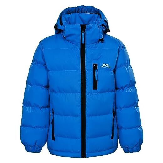 Trespass Tuff, bleu, 5/6, veste imperméable avec capuche amovible pour enfants/garçons, 5-6 ans, bleu