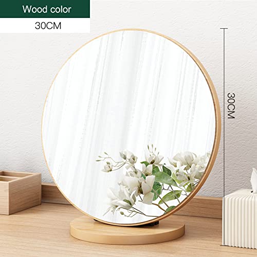 Espejo de maquillaje de madera HD redondo de 30 cm para tocador de dormitorio 2
