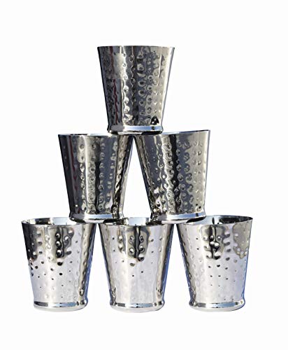 Kitchen Expert Stainless Steel Drinking Glasses Tumblers with Hammered Texture Set of 6