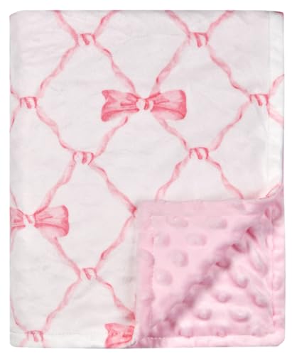 Image of Baby Blanket, Soft Minky Warm Blanket for Boy or Girl, Receiving Blanket with Double Layer Dotted Backing for Newborns Nursery Stroller Toddlers Crib Bedding (30 x 40 Inch) Sunflower (Pink Bow)
