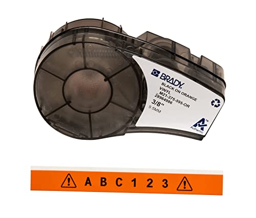 Brady Authentic (M21-375-595-Or) All-Weather Vinyl Label For Indoor/Outdoor Id, Lab And Equipment Labeling, Black On Orange- For M210, M210-Lab, M211, Bmp21-Plus And Bmp21-Lab Printers, .375" W, 21' L #TOP6