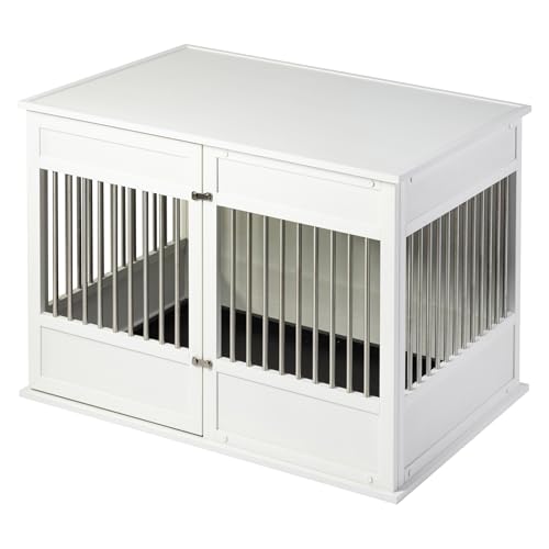 New Age Pet Horizon Pet Crate - Durable ECOFLEX with Stainless Steel Spindles, Bone-Shaped Latches, Easy Access Door, Stylish Design, 10-Year Warranty, Available in 3 Sizes & 2 Colors