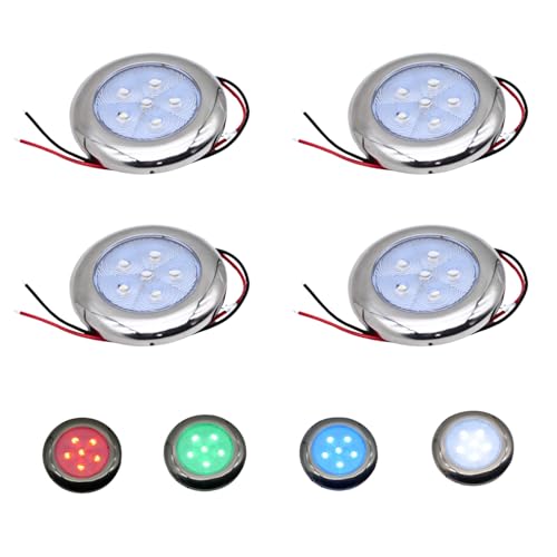 Second or Third Row Seat Center Reading and Courtesy Lamp Stays On - 2018-2020 Buick Chevrolet & GMC 5 Vcanuplms Marine Boat Courtesy Lights, 3 Inch RGBW LED Cabin Light, IP67 Waterproof Stainless Steel Interior Exterior Deck Dome Lamp for Fishing Pontoon Bass Sailboat 12V (4 Pcs)