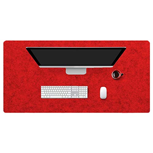 Insun Mousepad aus Filz 2mm Dick Schreibtisch Unterlage Filzunterlage Antirutsch Modern Schreibtisch Matte Rutschfest Rot 80x35cm