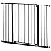 PawHut Barrera de Seguridad Extensible para Puertas y Escaleras para Perros y Bebé, Barrera para Mascotas, Ajuste a Presión, Apertura con Una Sola Mano, 2 Extensiones 15/10 cm, 76-107x76 cm, Negro