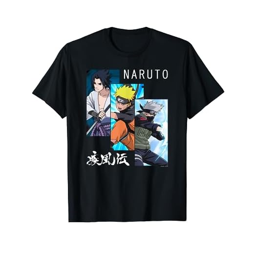 Naruto Shippuden 3 paneles y kanji Camiseta
