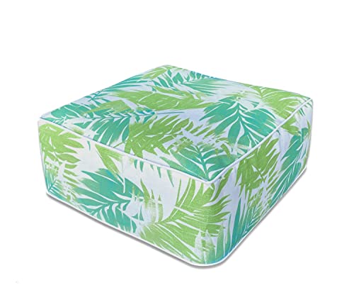 Fbts Prime Outdoor Inflatable Ottoman Light Green Leaf Square 23X9 Inch Patio Foot Stools And Ottomans Portable Footstool #TOP7