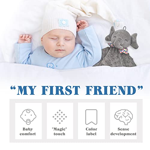 Image of 2-Pack Elephant Loveys for Babies| Soft and Comfortable Security Tag Blankets for Babies - Baby Gifts Set for Boys and Girls, Elephant Stuffed Animals Christmas Baby Gifts, Suitable for 0-12 Months