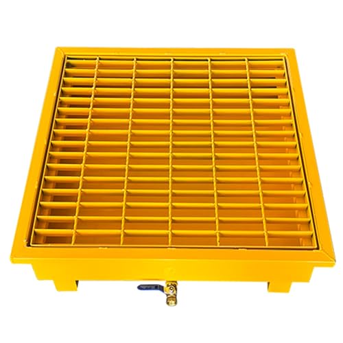 Plataforma Modular Antiderrames Con Bandeja De Rejilla Metálica Industrial De Drenaje, Sumidero Antifugas Para Cubos De Pintura Y Aceite, Ideal Para Cocinas Y Almacenes, Color Amarillo (65 X 65 X 24
