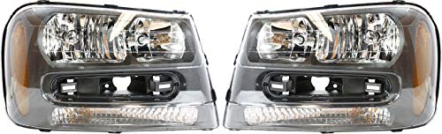 Evan-Fischer Headlight Set Compatible with 2002-2009 Chevrolet Trailblazer 2002-2006 EXT Left Driver and Right Passenger Side Halogen With bulb(s)