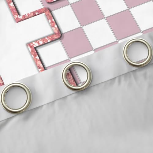 Image of Erosebridal Pink Initial F Window Curtains 42 inch Wx63 L Kawaii Plaid Checkered Blackout Curtains for Kids Girls Bedroom,Cute Personalized Monogram Window Treatments Grids Gingham Drapes Decor 2 Panels