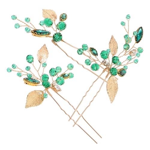Pic à chignon cristal et feuille verte aux finitions haute couture