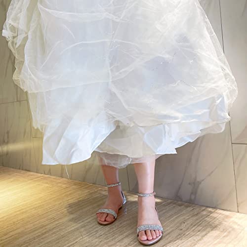 SheSole Women's Sparkly Rhinestone Strappy Flat Sandals Bridal Wedding Dress Shoes Champagne4