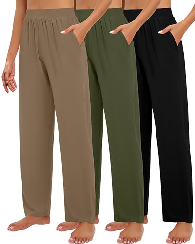Amazon.com: Huukeay 3 Pack Women's Lounge Pants, Cozy Wide Leg