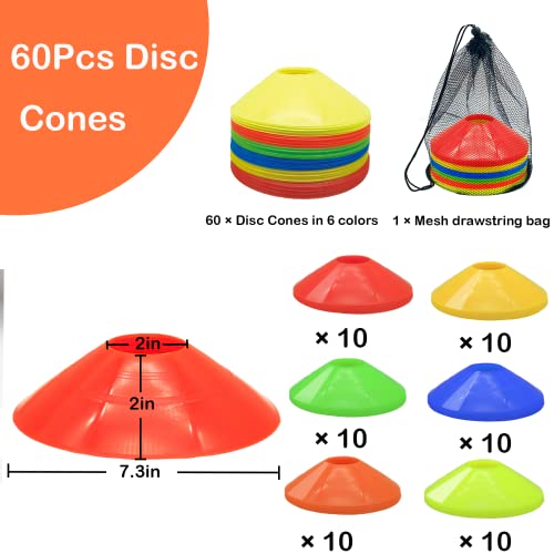 Cones Sports Set, 24Pcs Soccer Cones 7" With 60Pcs Disc Cones, Soccer Training Equipment With Carry Bag, Agility Field Marker, Soccer Cones For Training Kids, Plastic Soccer Cones For Drills #TOP2